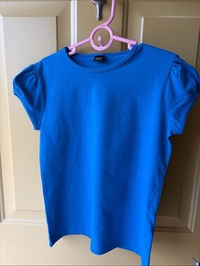 next Bright Blue Puff Sleeve Tee Size 11 EUC